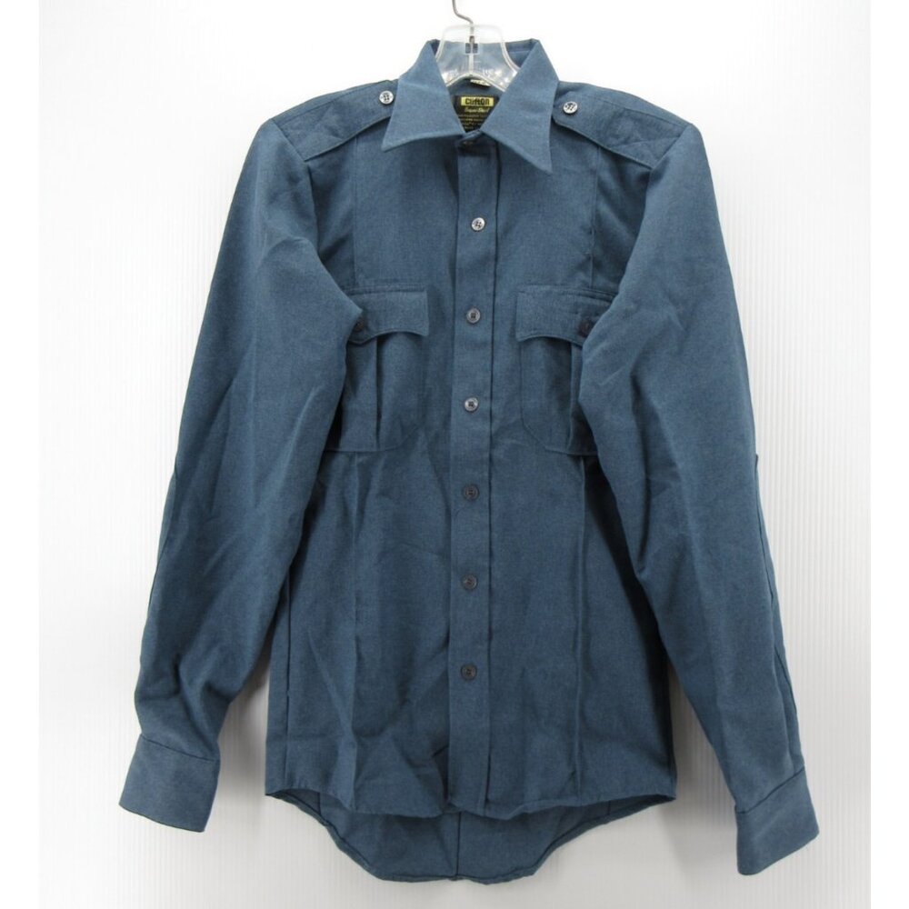 VINTAGE Military Shirt 14 Clifton 70s Button Up Officer CPO XS USA Made